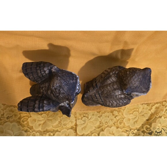 2 Vintage Great Horned Owl Bisque Figurines MCM Homco on Branch #1114 & Owl Book - Picture 5 of 6